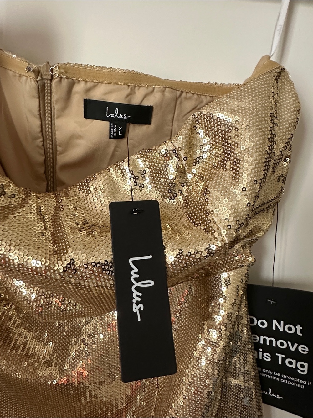 Lulu's Gold Sequin Strapless Cocktail Dress - Picture 2 of 3